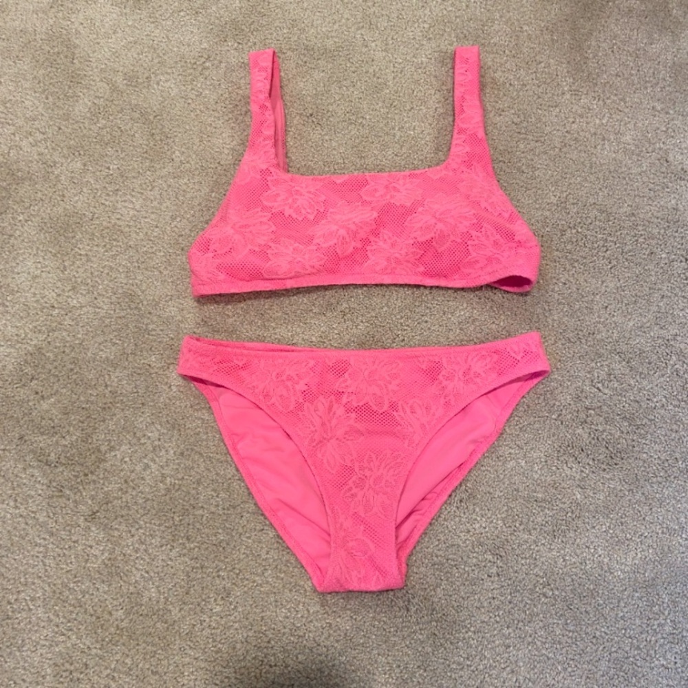Aerie Square Neck Pink Bikini Set